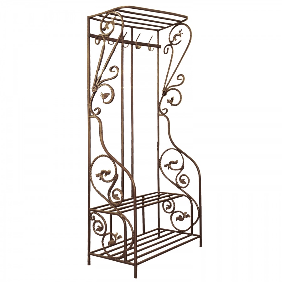 Dress up stand with shoe shelves (forged elements)