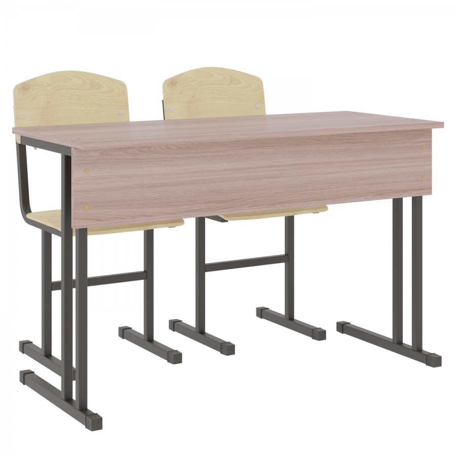 Double school desk + 2 chairs